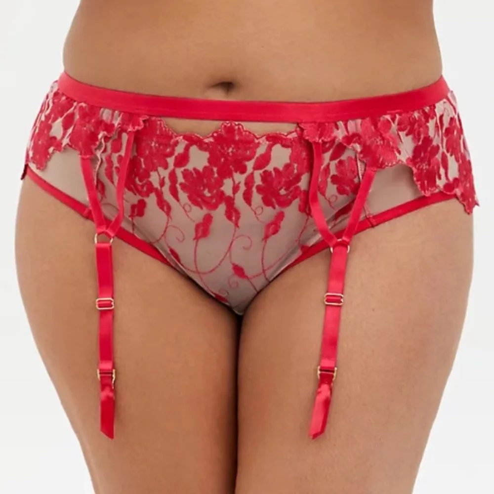 NWT TORRID Mesh Embroidered Garter Belt - Picture 1 of 8